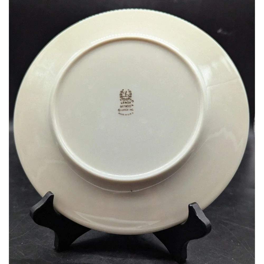 Set Of 7 Vintage Lenox Maywood China Salad Dessert Plate Cream Platinum 8